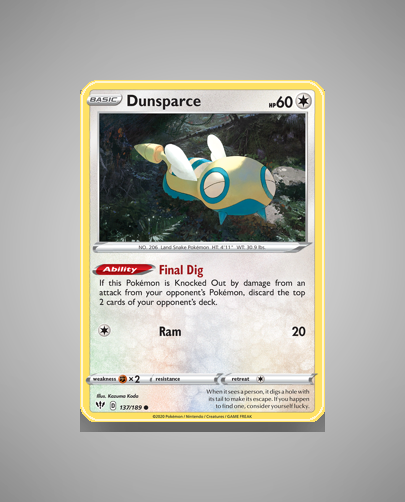 Collector’s Guide: Dunsparce (Darkness Ablaze #137)
